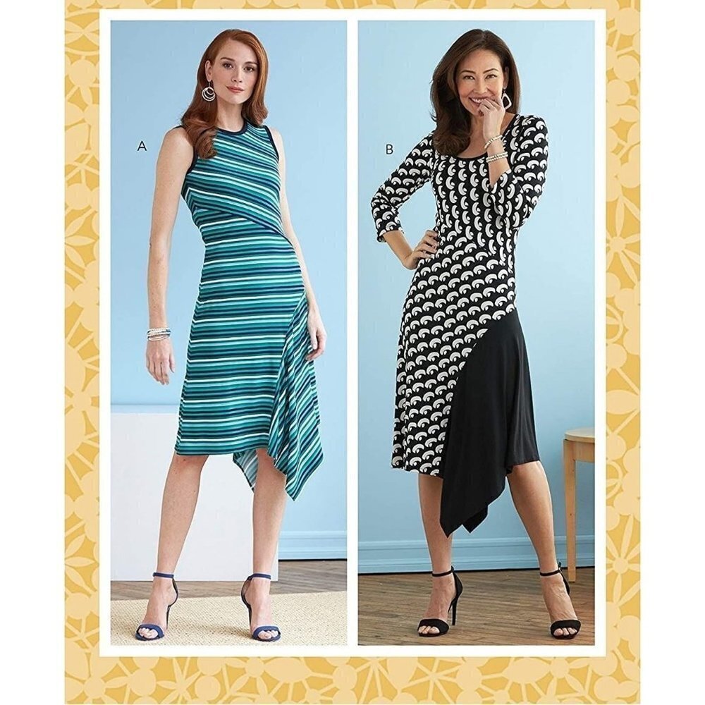 Butterick Sewing Pattern 6724 Misses Size 6-14 Asymmetric Knit Dress‎ Uncut FF